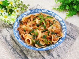 肉末青菜扯面的做法