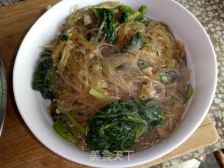 菠菜炒粉丝的做法