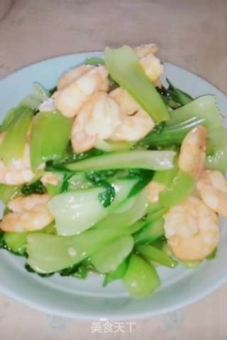 虾仁炒油菜的做法