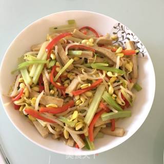 豆芽芹菜炒豆腐干的做法