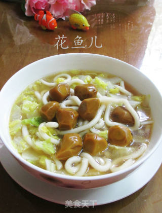 鹌鹑蛋娃娃菜乌冬面的做法