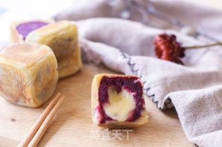 网红仙豆糕丨一个平底锅就能搞定的爆浆紫薯仙豆糕的做法