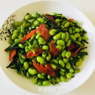 红椒丝炒毛豆的做法