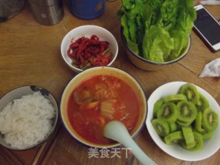辣白菜五花肉汤的做法