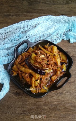 茄子炒肉丝的做法