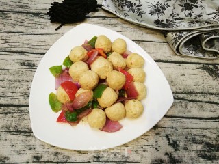 清炒鸡肉豆腐丸子的做法