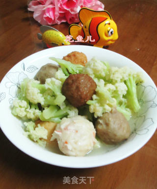 丸子煮花菜的做法