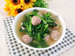小油菜鲜蘑肉圆汤的做法