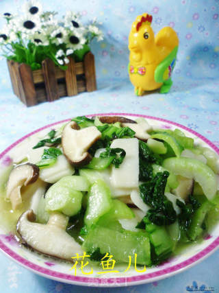 香菇青菜炒年糕的做法