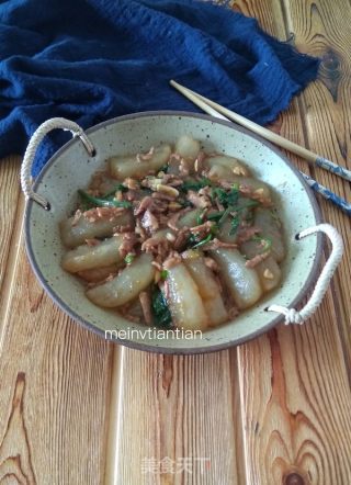 香菜肉丝炒凉粉的做法