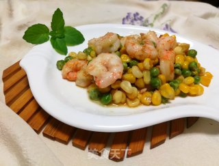 玉米豌豆炒虾仁的做法