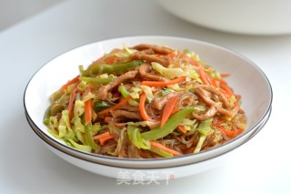 肉丝圆白菜炖粉条的做法