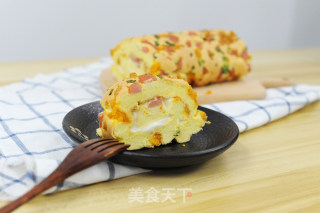 咸蛋黄火腿蛋糕卷的做法
