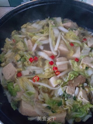 上汤娃娃菜炖冻豆腐的做法