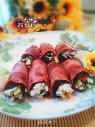 培根海苔饭卷的做法