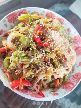 爆炒圆白菜肉末粉丝的做法