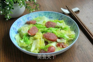 #腊味#香肠炒牛心菜的做法