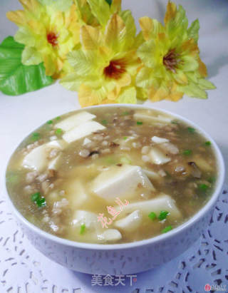 肉末茶树菇豆腐羹的做法