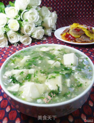肉末荠菜豆腐羹的做法