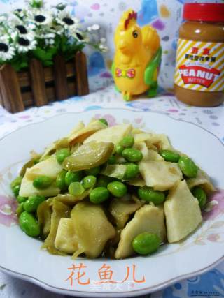 榨菜片冬笋炒毛豆的做法