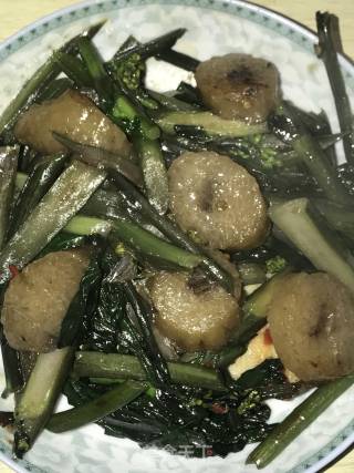 红菜苔炒粽子的做法