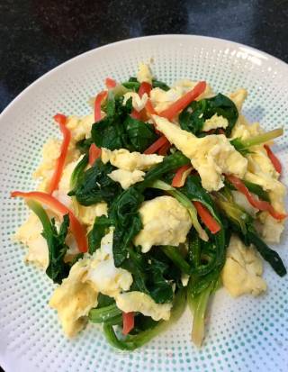 少油版菠菜炒鹅蛋的做法
