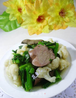 油菜蕻鹅肝炒花菜的做法