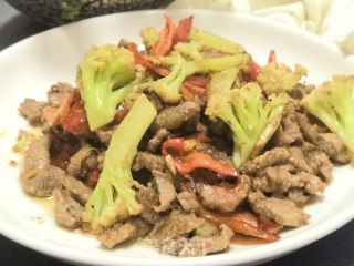 牛肉煸炒有机花菜的做法