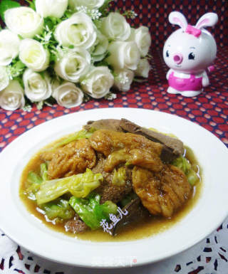 油面筋猪肝炒牛心菜的做法