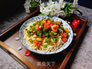 西红柿青椒盖浇面的做法