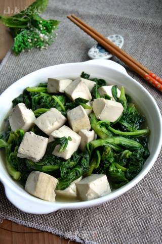 蓬蒿菜烧豆腐的做法