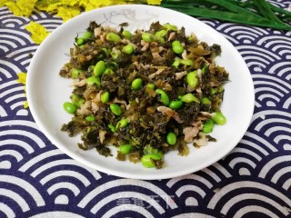 雪菜肉丝炒毛豆的做法