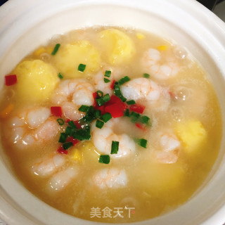 玉子鲜虾煲的做法