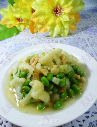 毛豆开洋花菜的做法