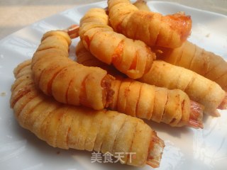 千丝万缕绑大虾的做法