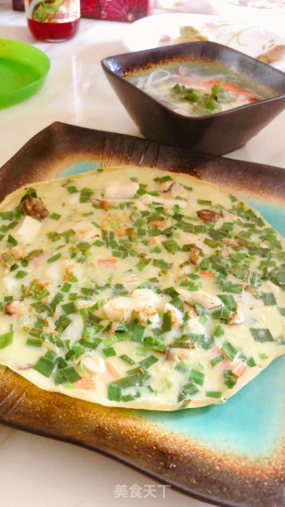 红薯粉煎饼、蛋花汤的做法