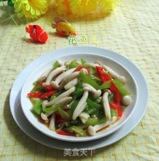 双椒炒白玉菇的做法