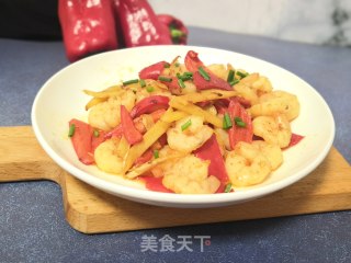 红椒炒虾仁的做法