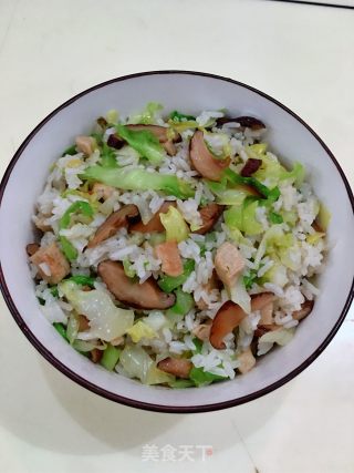 肉饼香菇炒饭的做法