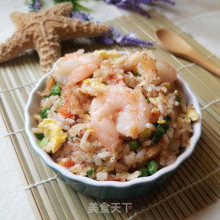 虾仁蟹肉炒饭的做法