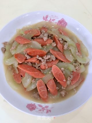 火腿肠肉末炒黄瓜的做法