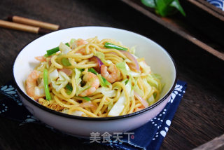 虾仁炒面的做法