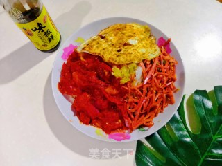 #夏日快手菜#番茄火腿凉面的做法