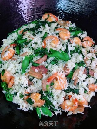 鲜虾五花肉芥蓝炒饭