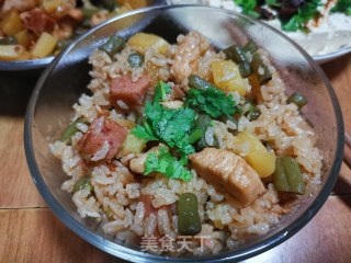 鸡丁豆角焖饭的做法