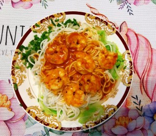 鲜虾菜丝面的做法