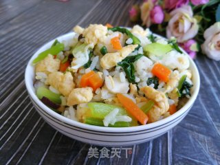 青菜香菇鸡蛋炒饭的做法
