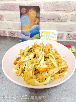 干锅五花肉炒有机花菜的做法