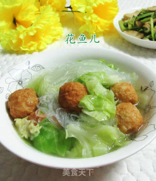 黄金鱼蛋包心菜煮粉丝的做法