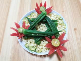 拌汁玉米秋葵的做法